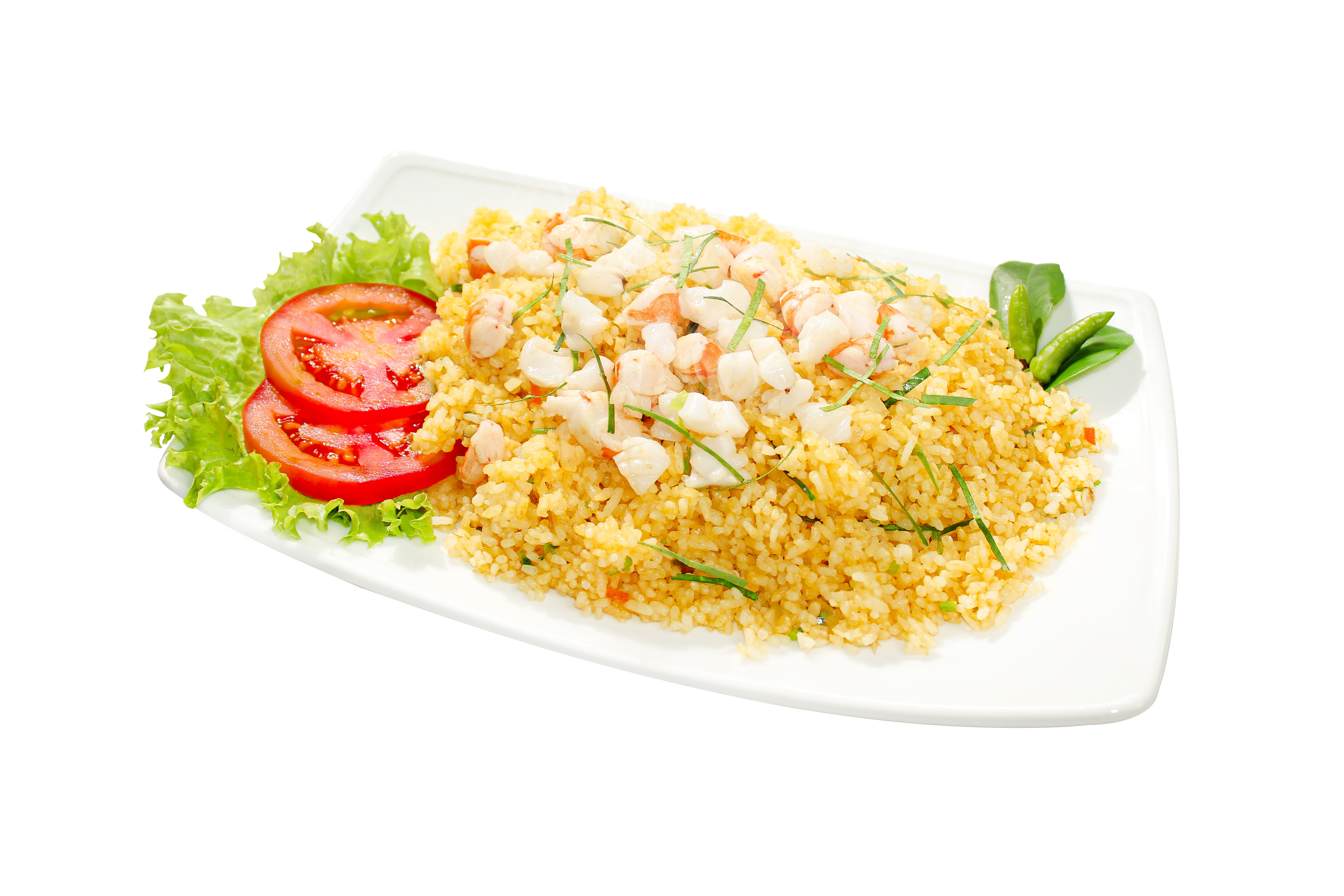 Cơm chiên hải sản đặc biệt lá chanh ớt xiêm xanh